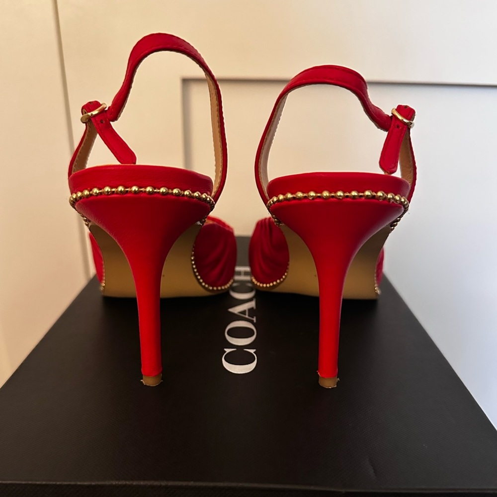 Coach Wionna size 8.5 red leather sling back pumps—excellent condition! - Picture 4 of 11